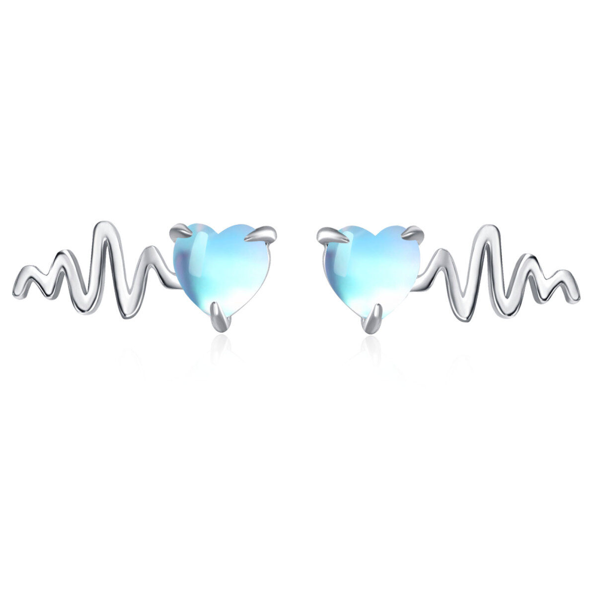 Boucles d'oreilles en argent sterling en forme de coeur et d'électrocardiogramme en pierre-1
