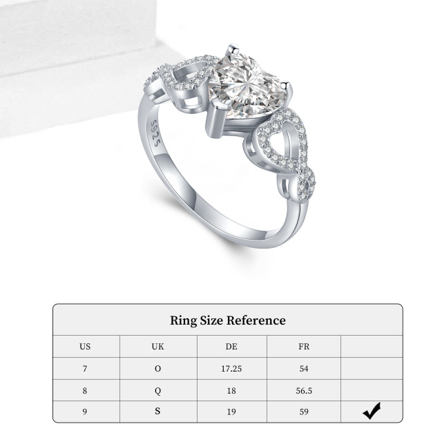 Sterling Silver Heart Engagement Ring-4