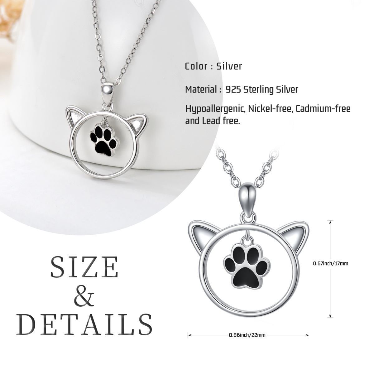 Collier pendentif griffes bicolores en argent sterling-6