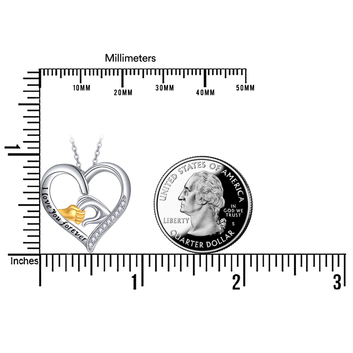 Collier en argent sterling avec pendentif en forme de coeur en zircon rond et mot gravé-6