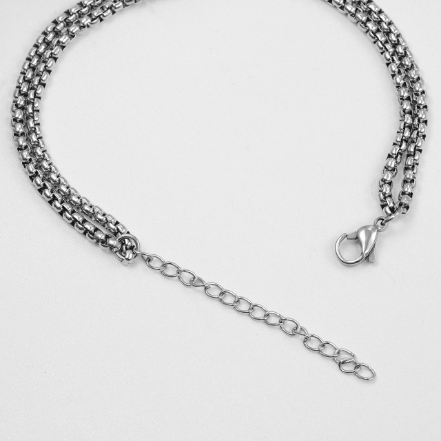 Bracelet en argent sterling avec pendentif en forme de pièce de Saint Michel et mot gravé pour hommes-4
