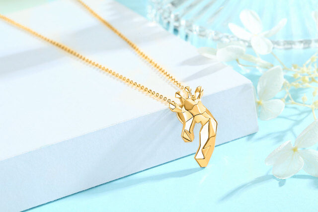 Collier pendentif girafe Origami en argent sterling et plaqué or jaune-3