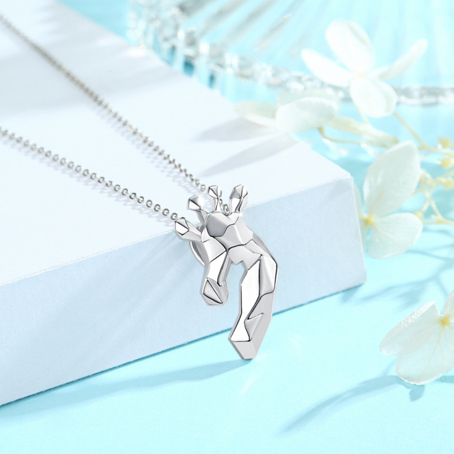 Collier en argent sterling avec pendentif Girafe Origami-1