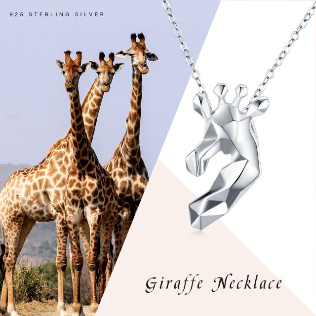 Sterling Silver Origami Giraffe Pendant Necklace-3