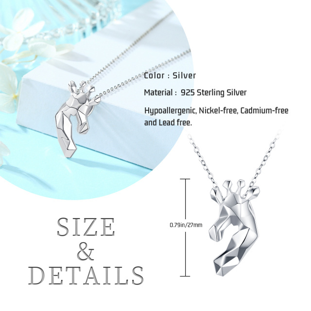 Collier en argent sterling avec pendentif Girafe Origami-4