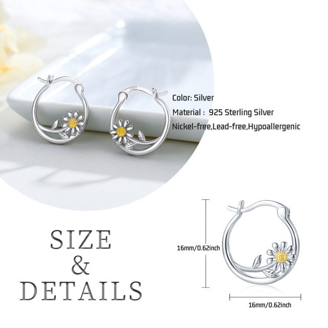 Boucles d'oreilles marguerite en argent sterling bicolore-6