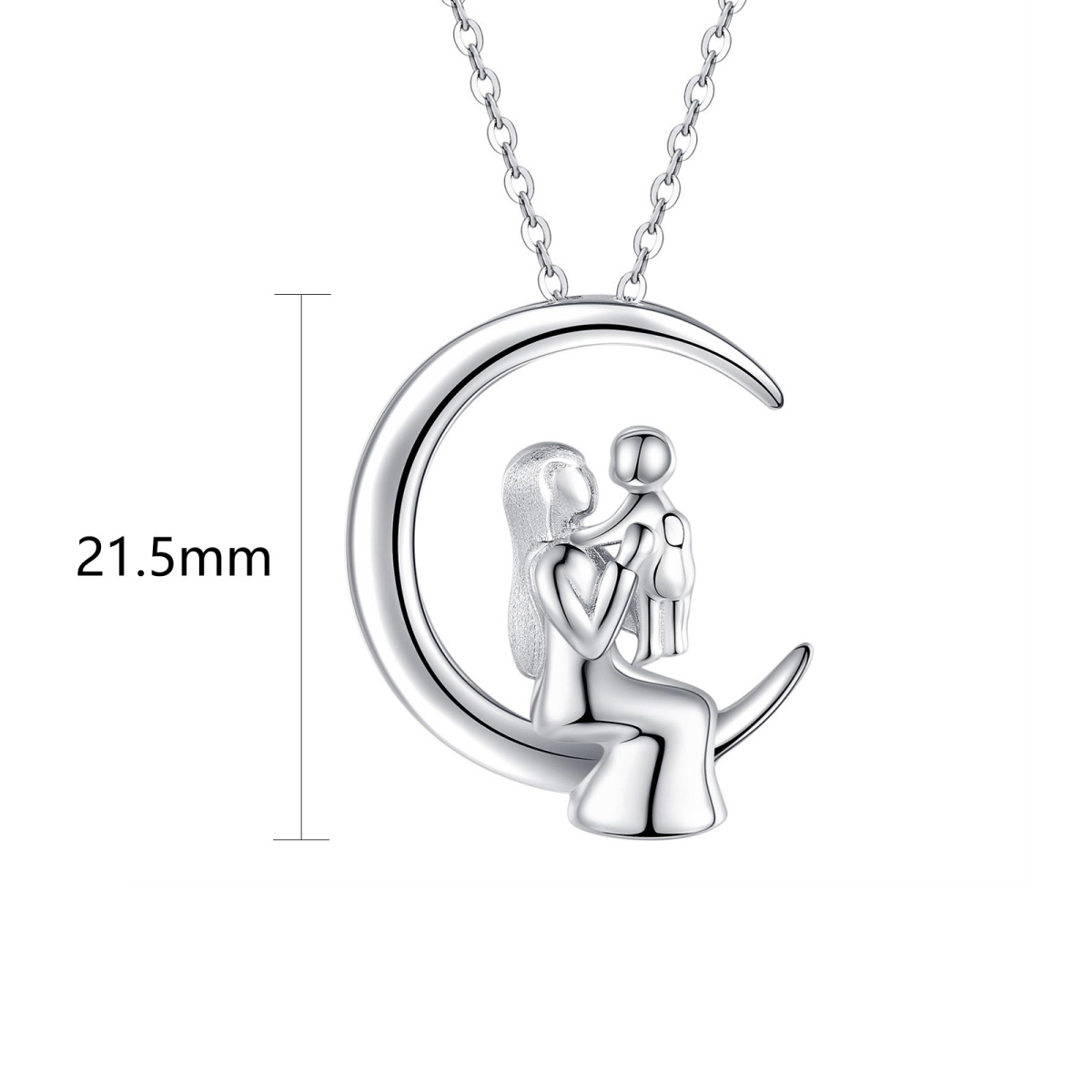 Collier pendentif lune mère fille en argent sterling-5