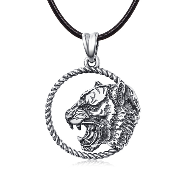 Sterling Silver Tiger Pendant Necklace-5