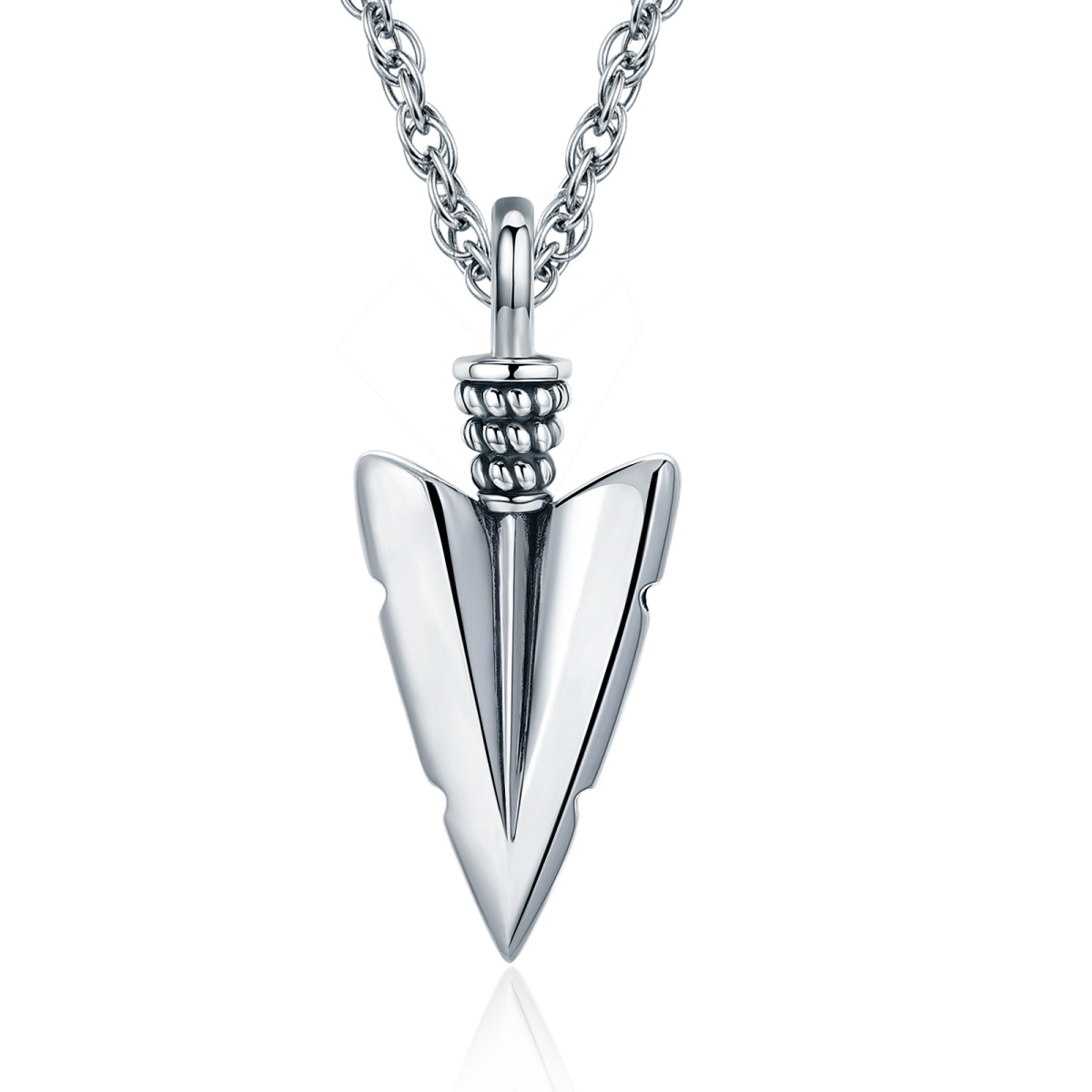 Sterling Silver Viking Rune Vegvisir Arrow Pendant Necklace-1