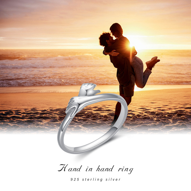 Sterling Silver Hold Hands Ring-1