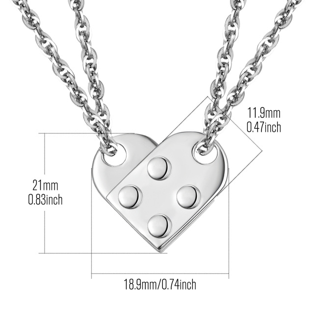 Sterling Silver Heart & Lock Pendant Necklace-5