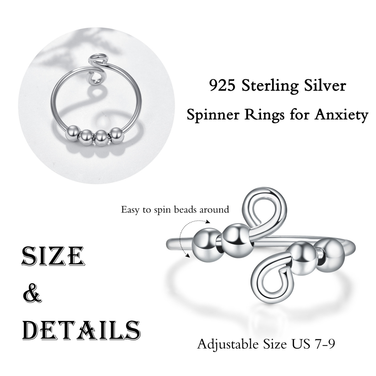 Sterling Silber Kreis offener Ring-4