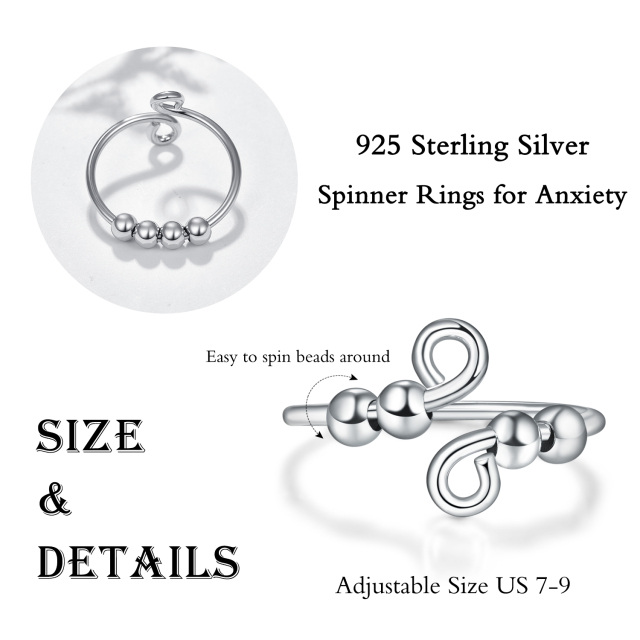 Anel aberto de prata esterlina em forma de círculo-3