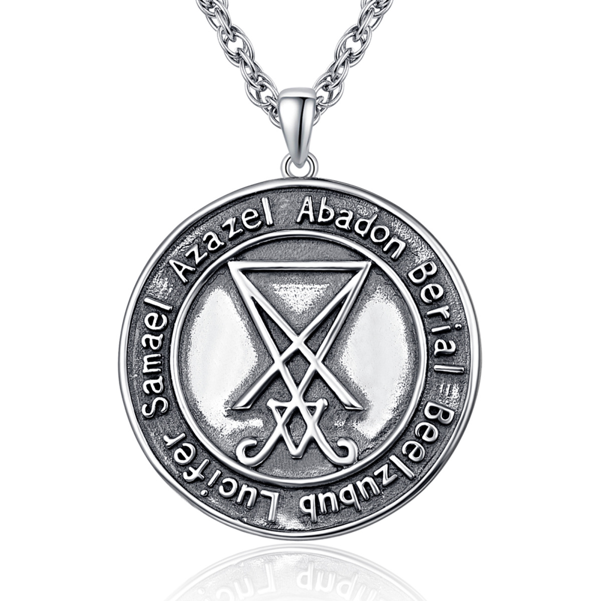 Collier en argent sterling avec pendentif chèvre et pentagramme plaqué noir pour hommes-1