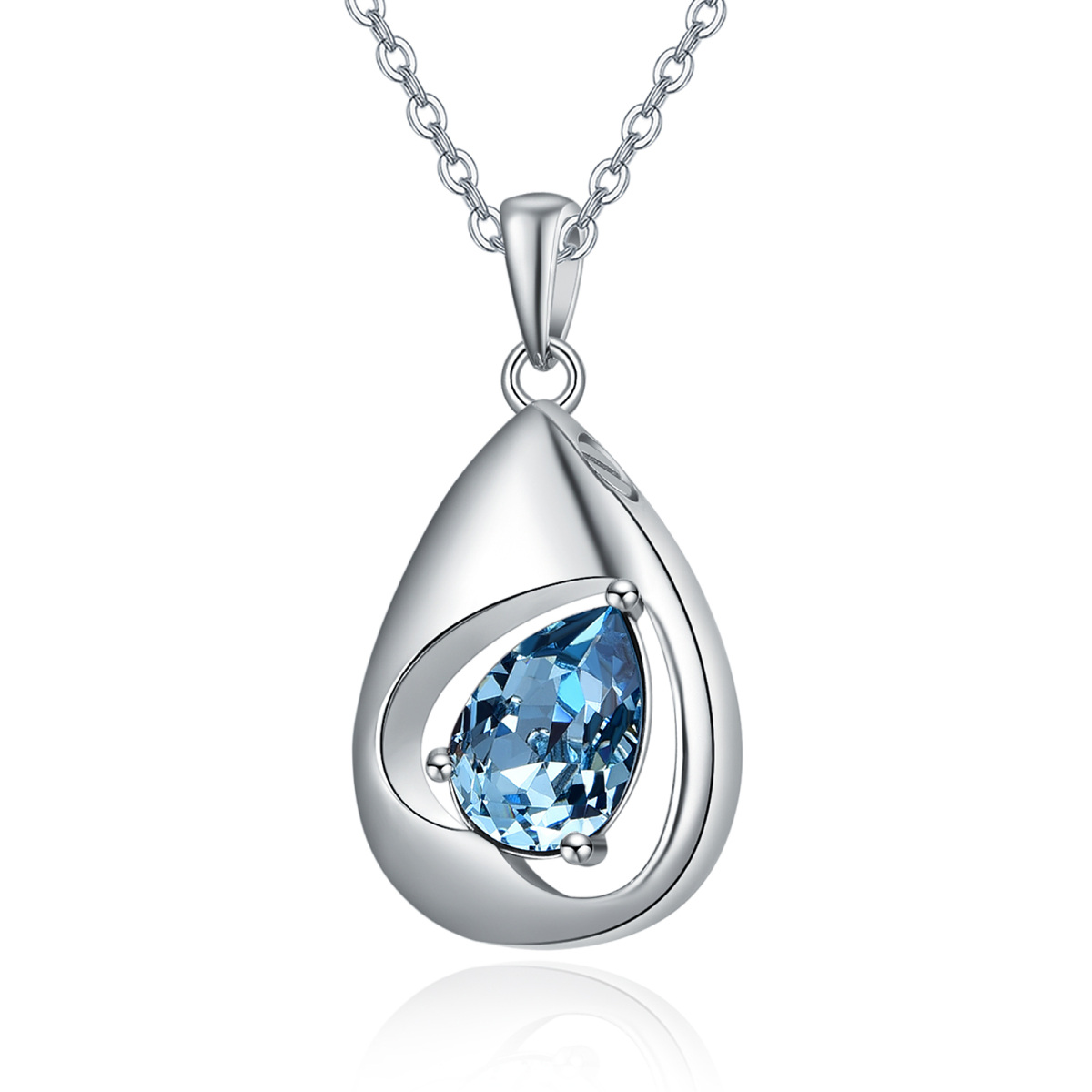Sterling Silver Crystal Drop Shape Urn Necklace for Ashes-1
