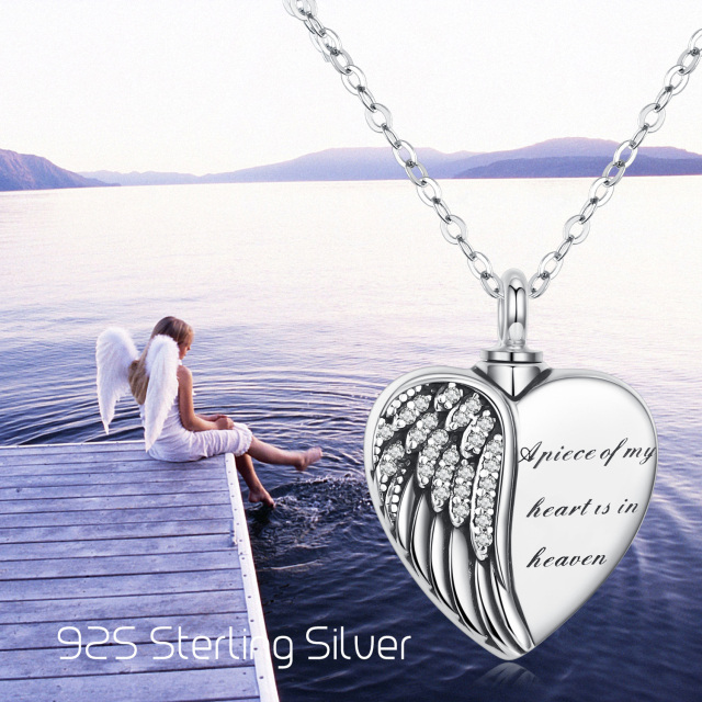 Sterling Silver Angel Wing A Piece of My Heart is in Heaven Urn Necklace for Ashes-4