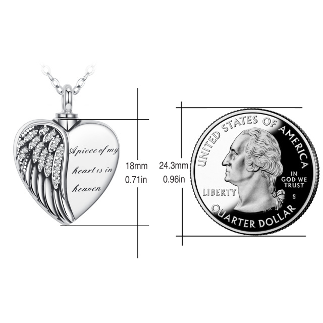 Sterling Silver Angel Wing A Piece of My Heart is in Heaven Urn Necklace for Ashes-5