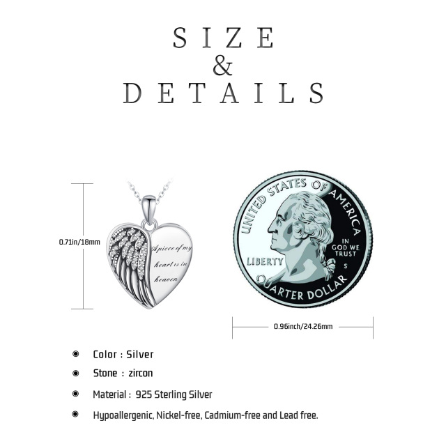 Colar de prata esterlina em forma de pena circular e coração com foto medalhão personaliza-5