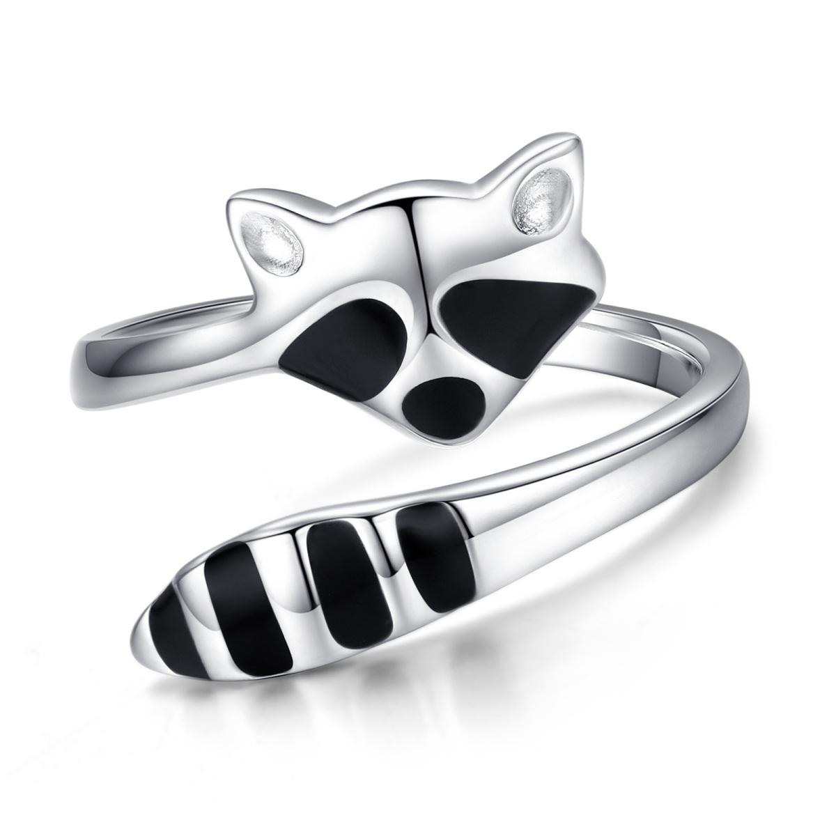 Bague ouverte en argent Sterling Raccoon-1