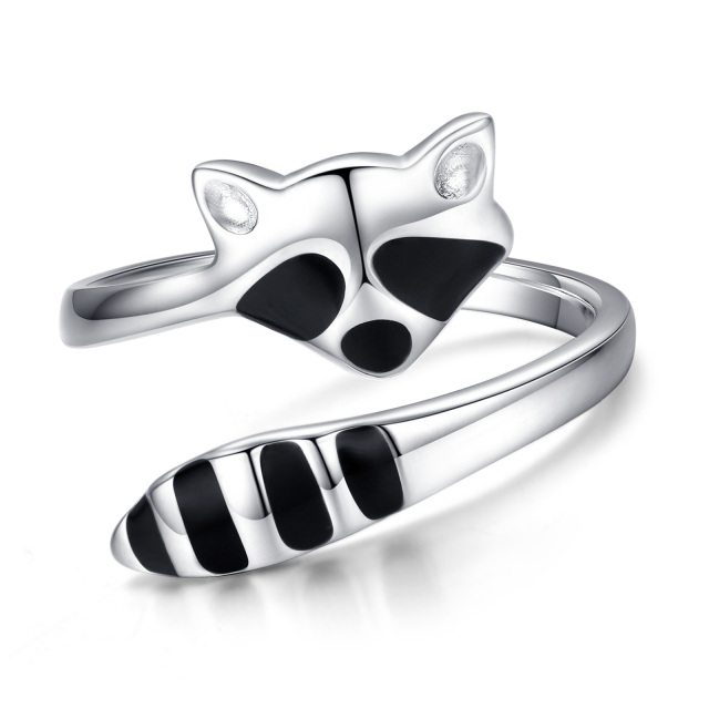 Sterling Silber Waschbär offener Ring-0