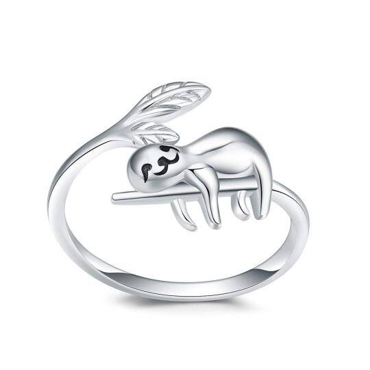 S925 Sterling Silber verstellbarer offener Ring niedlicher Faultier-Ring-Schmuck