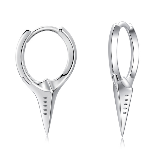 Sterling Silver Sword Hoop Earrings-1