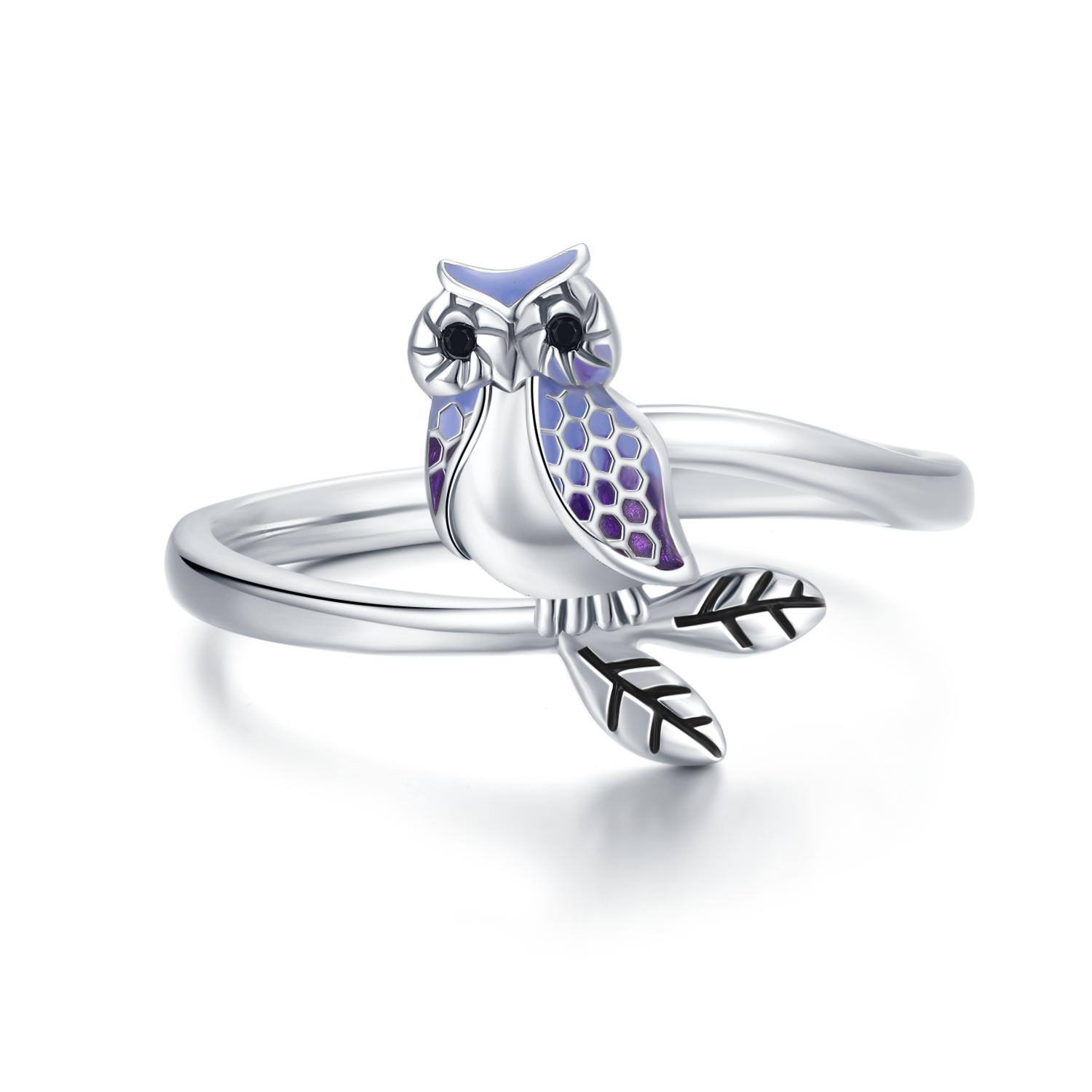 925 Sterling Silver Owl Animal Rings for Women Jewelry