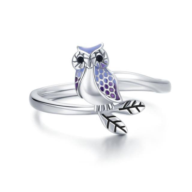 Bague hibou en argent sterling-0