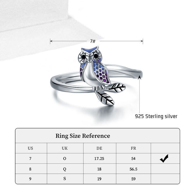 Bague hibou en argent sterling-4