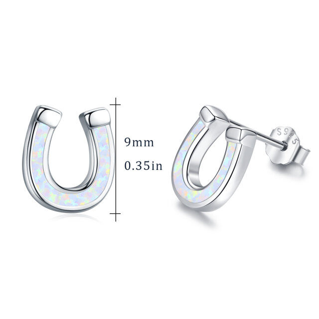 Orecchini a ferro di cavallo in argento sterling con opale-6