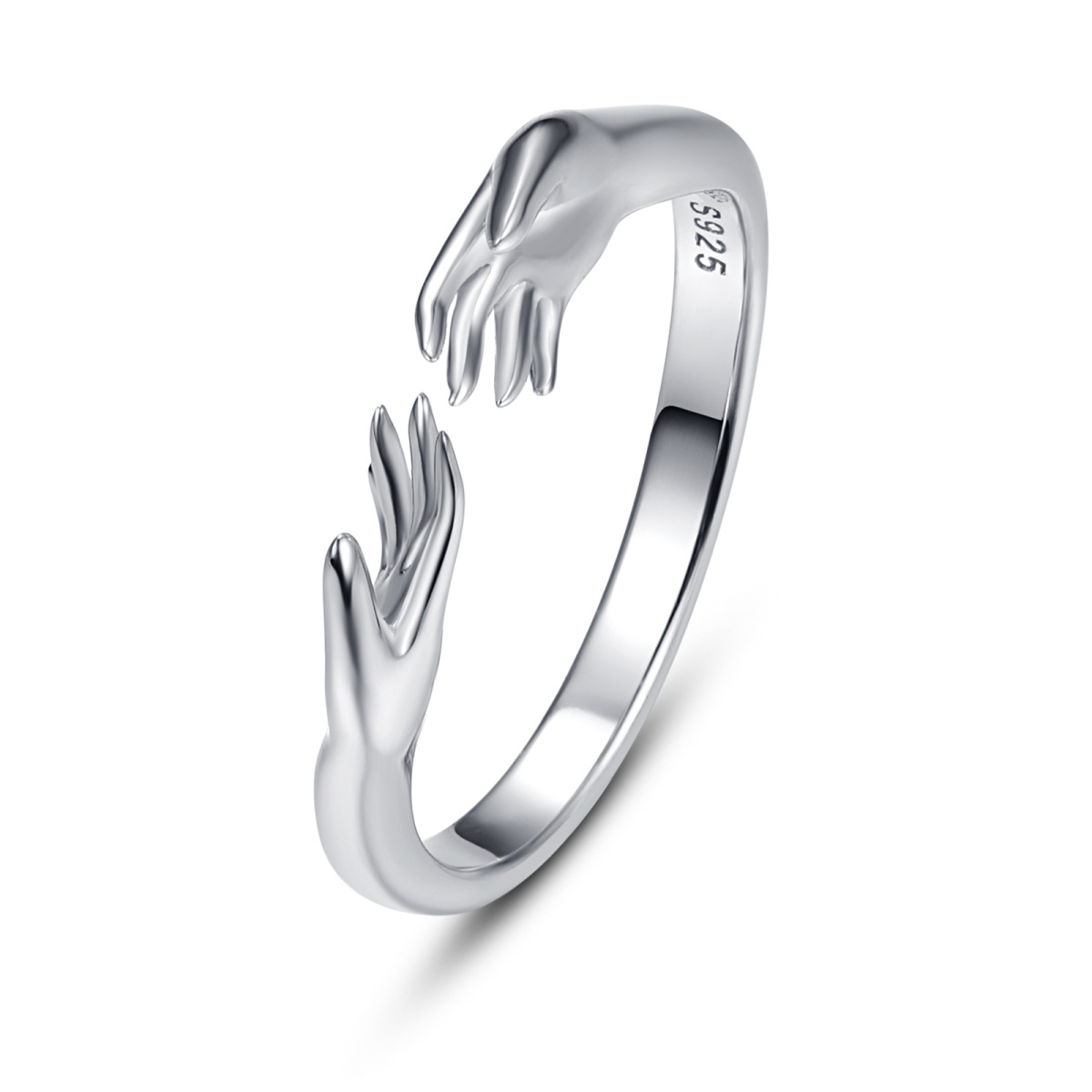 Bague ouverte mains en argent sterling-1