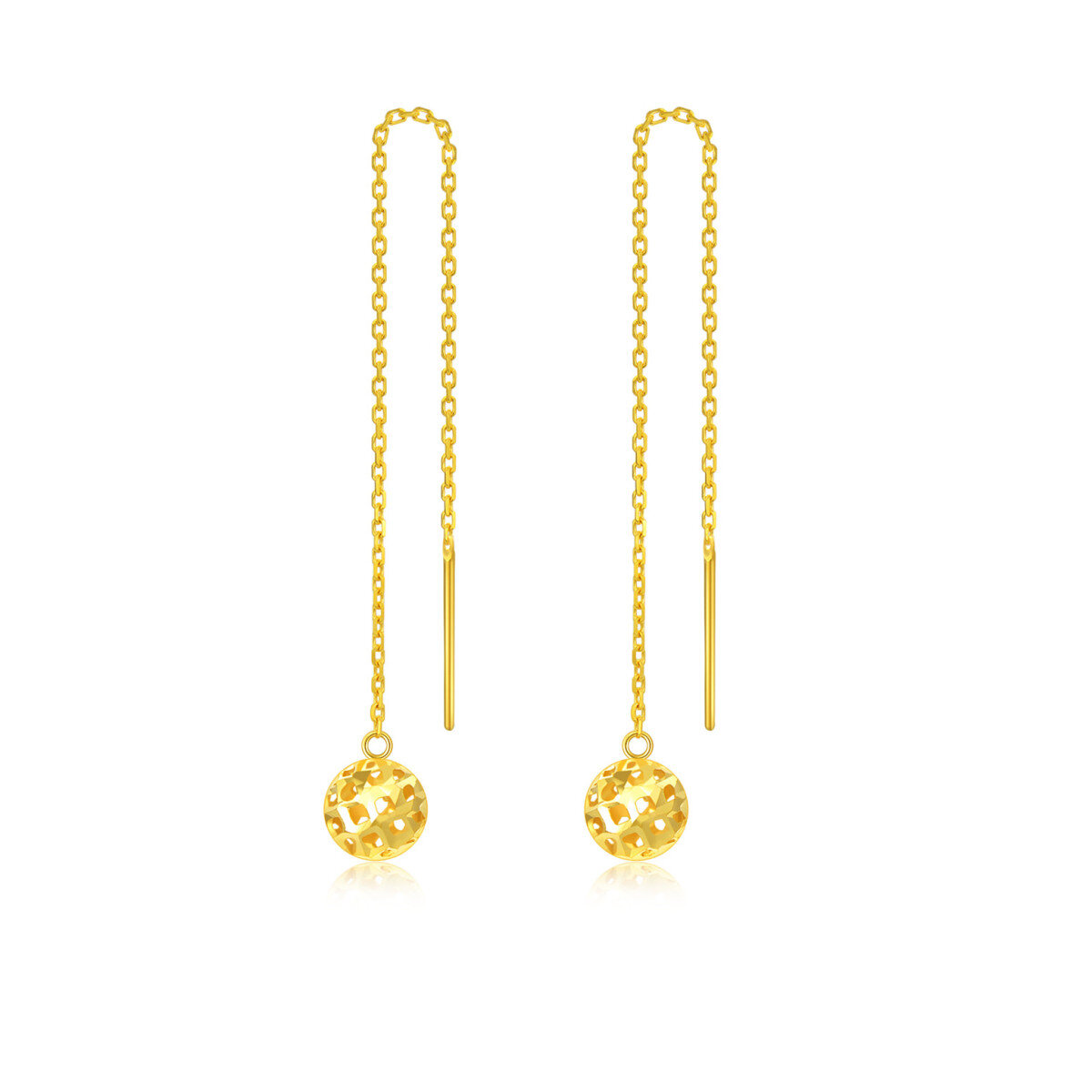 18K Gold Spherical Drop Earrings-1