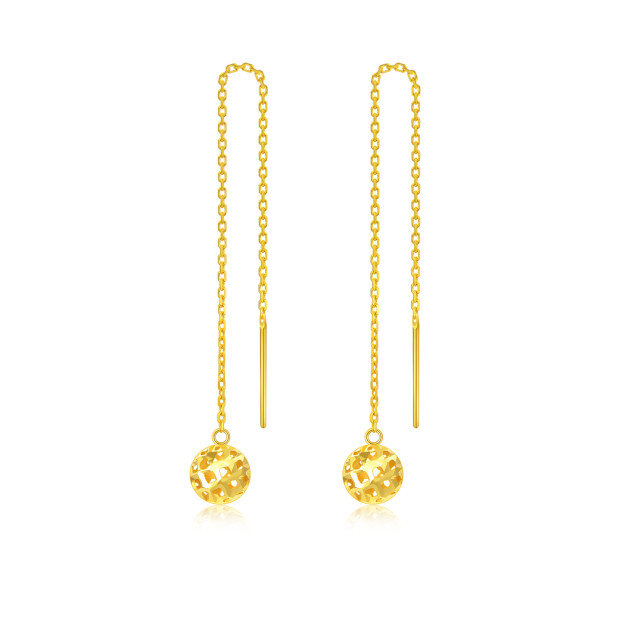 18K Gold Spherical Drop Earrings-0