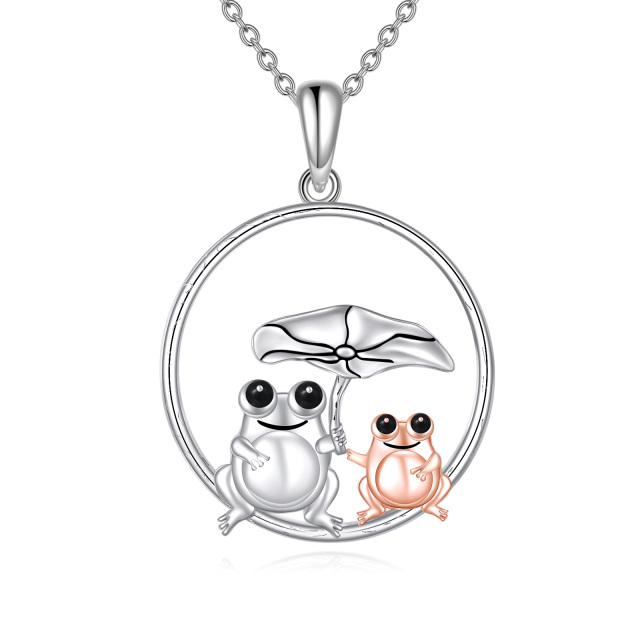 Sterling Silver Two-tone Frog Pendant Necklace-1
