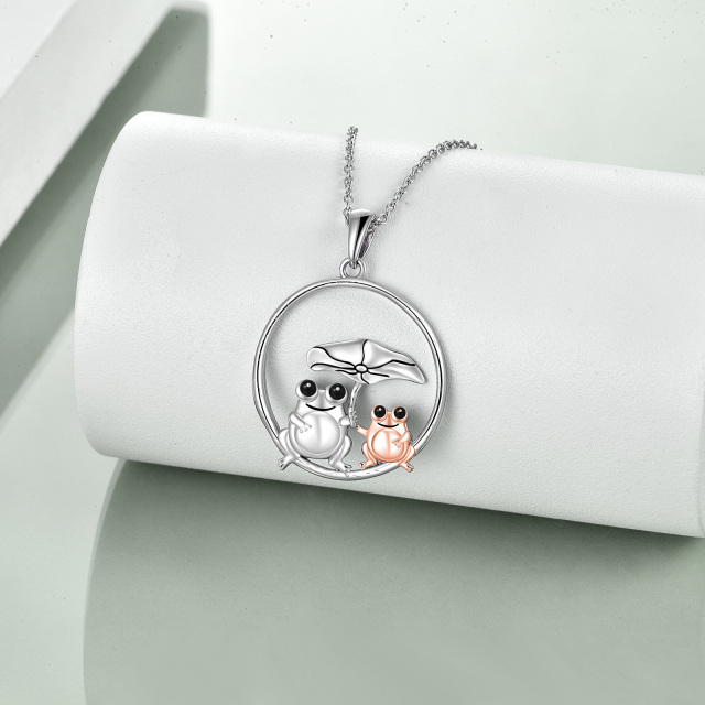 Sterling Silver Two-tone Frog Pendant Necklace-4