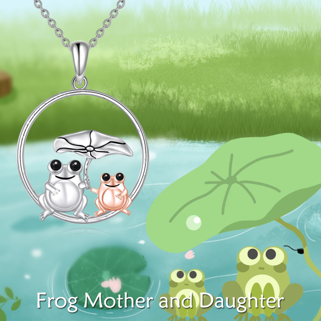 Sterling Silver Two-tone Frog Pendant Necklace-6