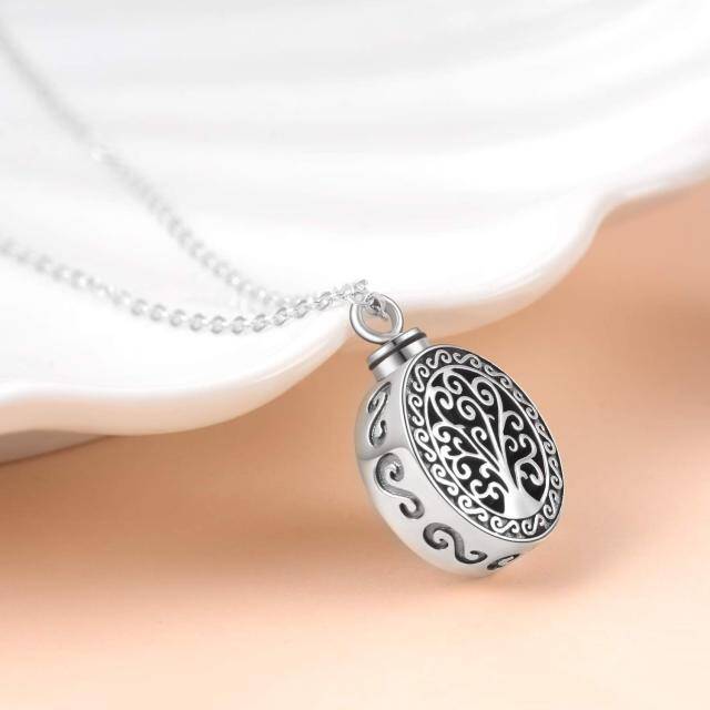 Sterling Silver Tree Of Life Urn Necklace for Ashes-5