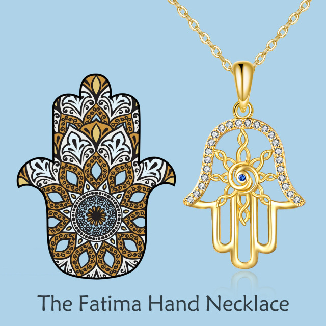 14K Gold Evil Eye & Hamsa Hand Pendant Necklace-4