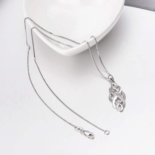 Sterling Silber Cubic Zirkonia keltischen Knoten & Infinity Symbol Anhänger Halskette-3