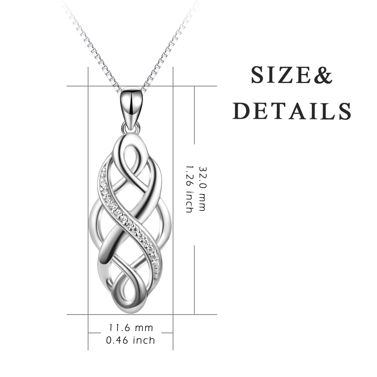Sterling Silver Cubic Zirconia Celtic Knot & Infinity Symbol Pendant Necklace-6