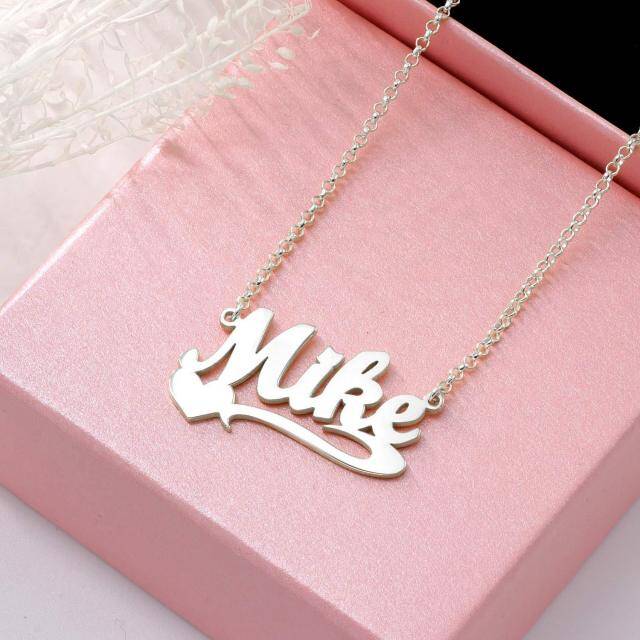 Sterling Silver with 14K Rose Gold Plated Personalized Classic Name & Heart Pendant Necklace-1