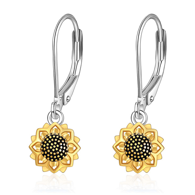 925 Sterling Silver Gold Plated Sunflower Necklace & Earrings & Ring-0