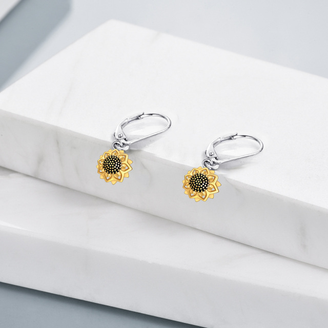 925 Sterling Silver Gold Plated Sunflower Necklace & Earrings & Ring-2