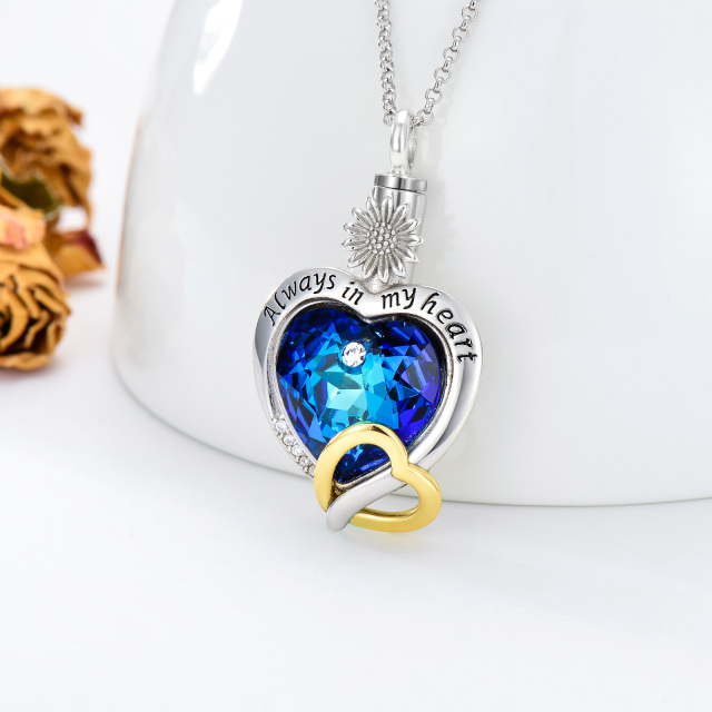 Sterling Silver Crystal Heart Urn Necklace for Ashes-3