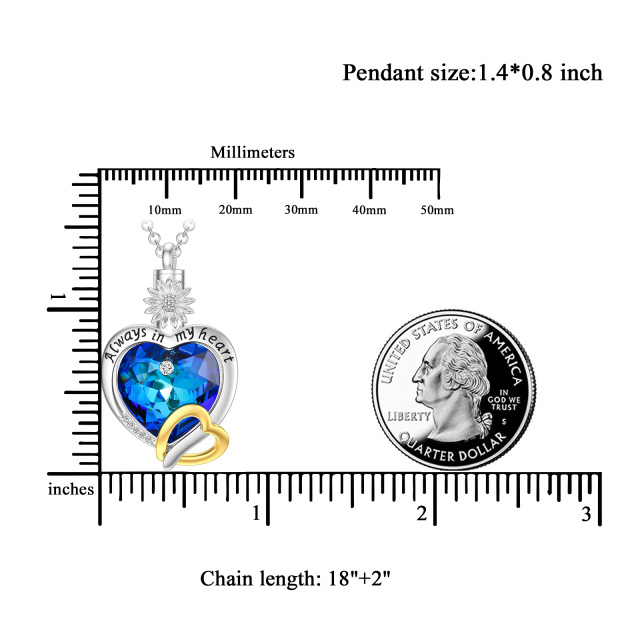 Colar de urna de coração de cristal de prata esterlina para cinzas-4