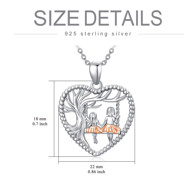 Sterling Silver Two-tone Sisters Pendant Necklace-5