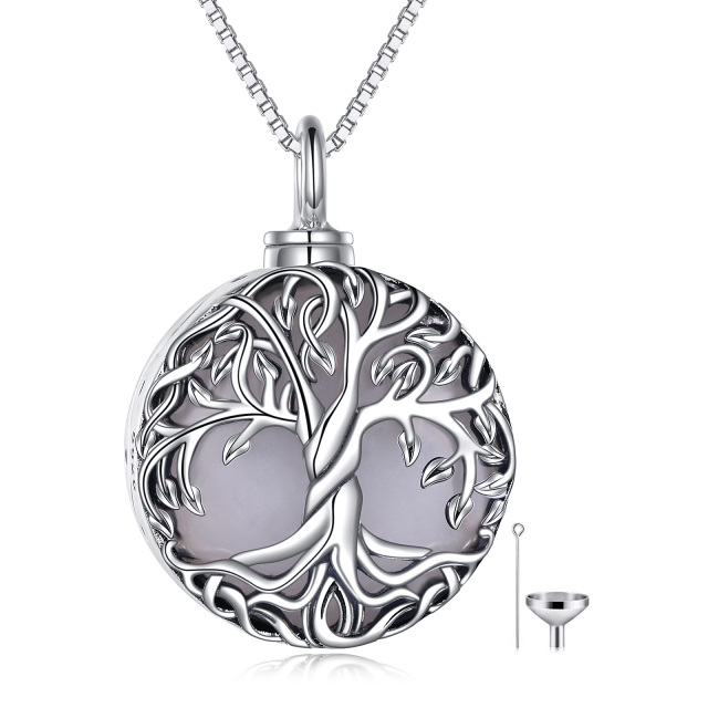 Sterling Silver Moonstone Tree Of Life Urn Necklace for Ashes-0