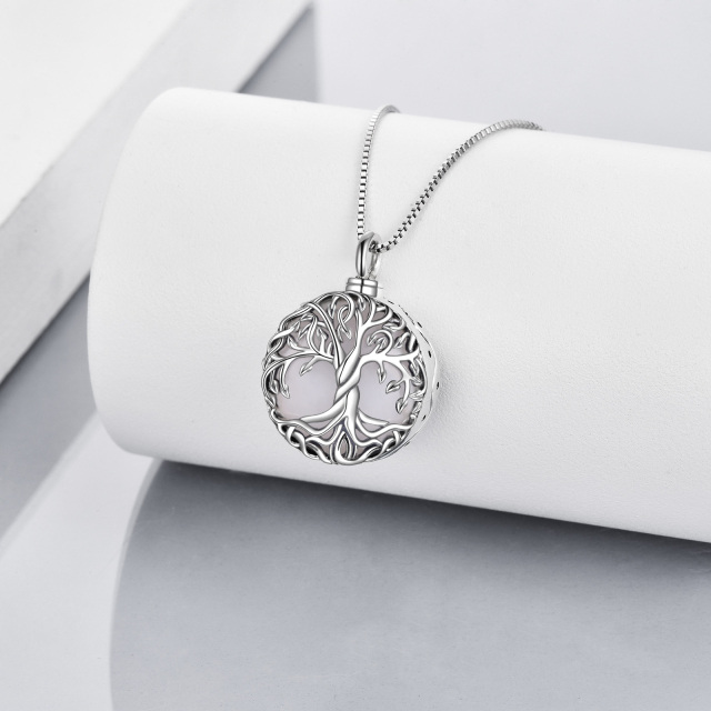 Sterling Silver Moonstone Tree Of Life Urn Necklace for Ashes-2
