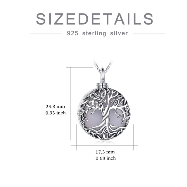 Sterling Silber Mondstein Baum des Lebens Urne Halskette für Asche-4