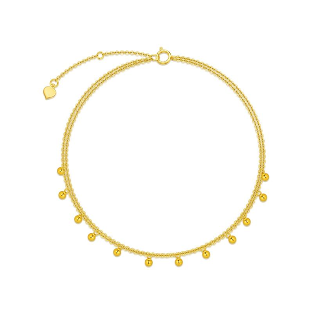 14K Gold Bead Pendant Bracelet-1